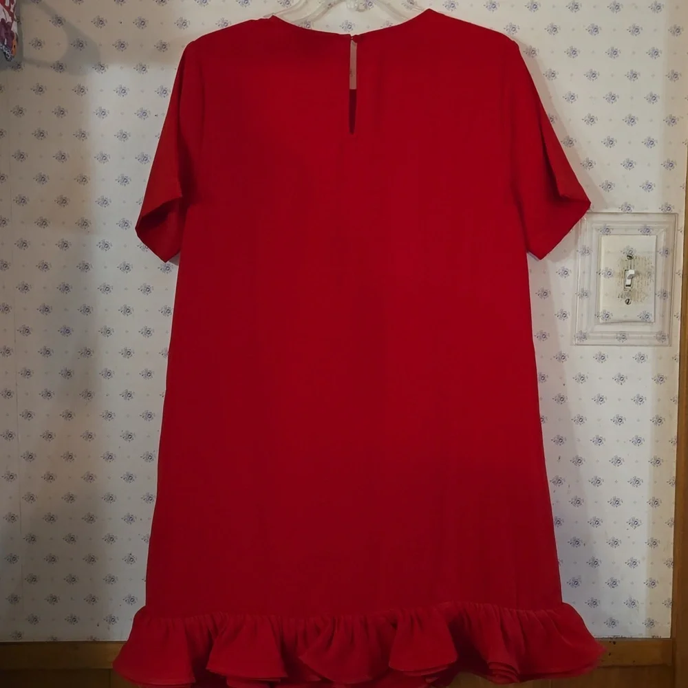Vineet Bahl Anthropologie Red Ruffled Mini Dress Size M - Picture 3 of 3